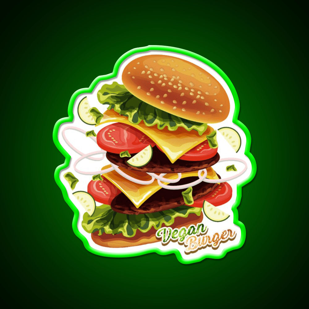 Berger Vegan Berger Food Fast Led Neon Sign For Burger Place Rgb Color - Shineneon