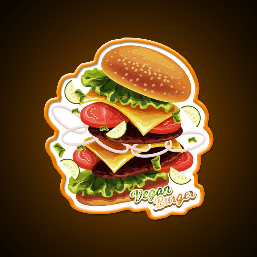 Berger Vegan Berger Food Fast Led Neon Sign For Burger Place Rgb Color - Shineneon