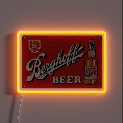 Berghoff Beer Distressed Rgb Led Neon Sign - Custom LED neon sign front view