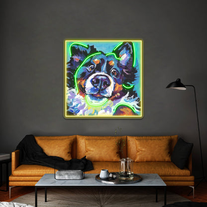 Bernese Mountain Dog Bright Colorful Pop Dog Artwork Led Neon Sign - Shineneon