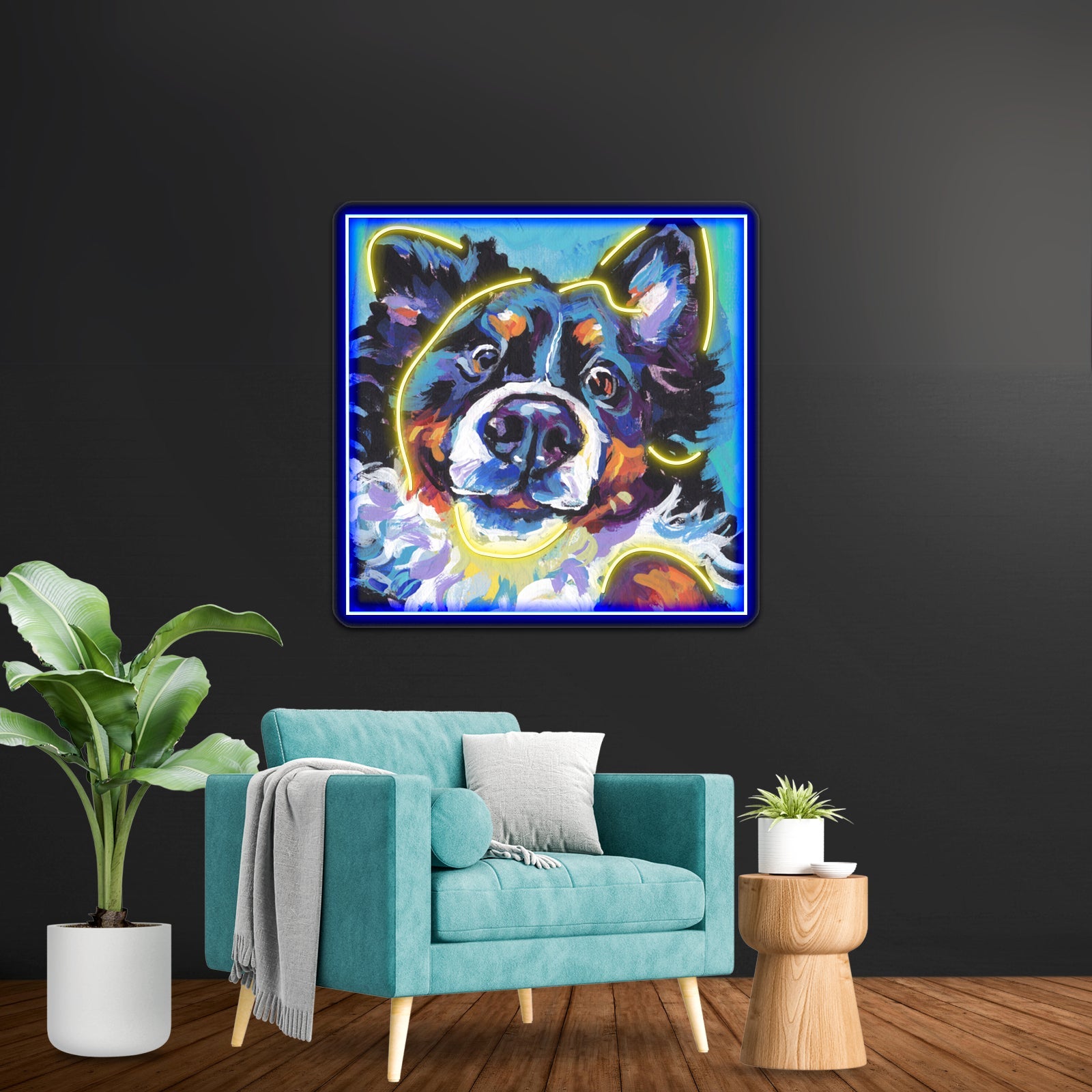 Bernese Mountain Dog Bright Colorful Pop Dog Artwork Led Neon Sign - Shineneon