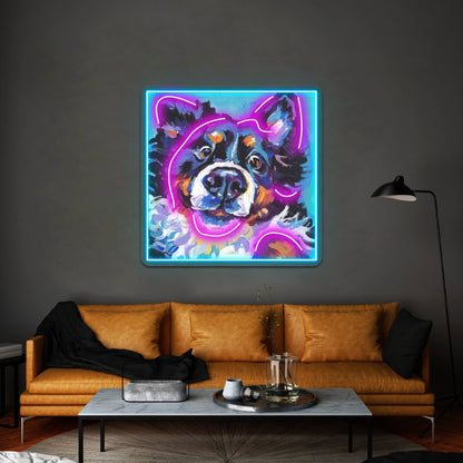 Bernese Mountain Dog Bright Colorful Pop Dog Artwork Led Neon Sign - Shineneon