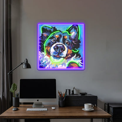 Bernese Mountain Dog Bright Colorful Pop Dog Artwork Led Neon Sign - Shineneon