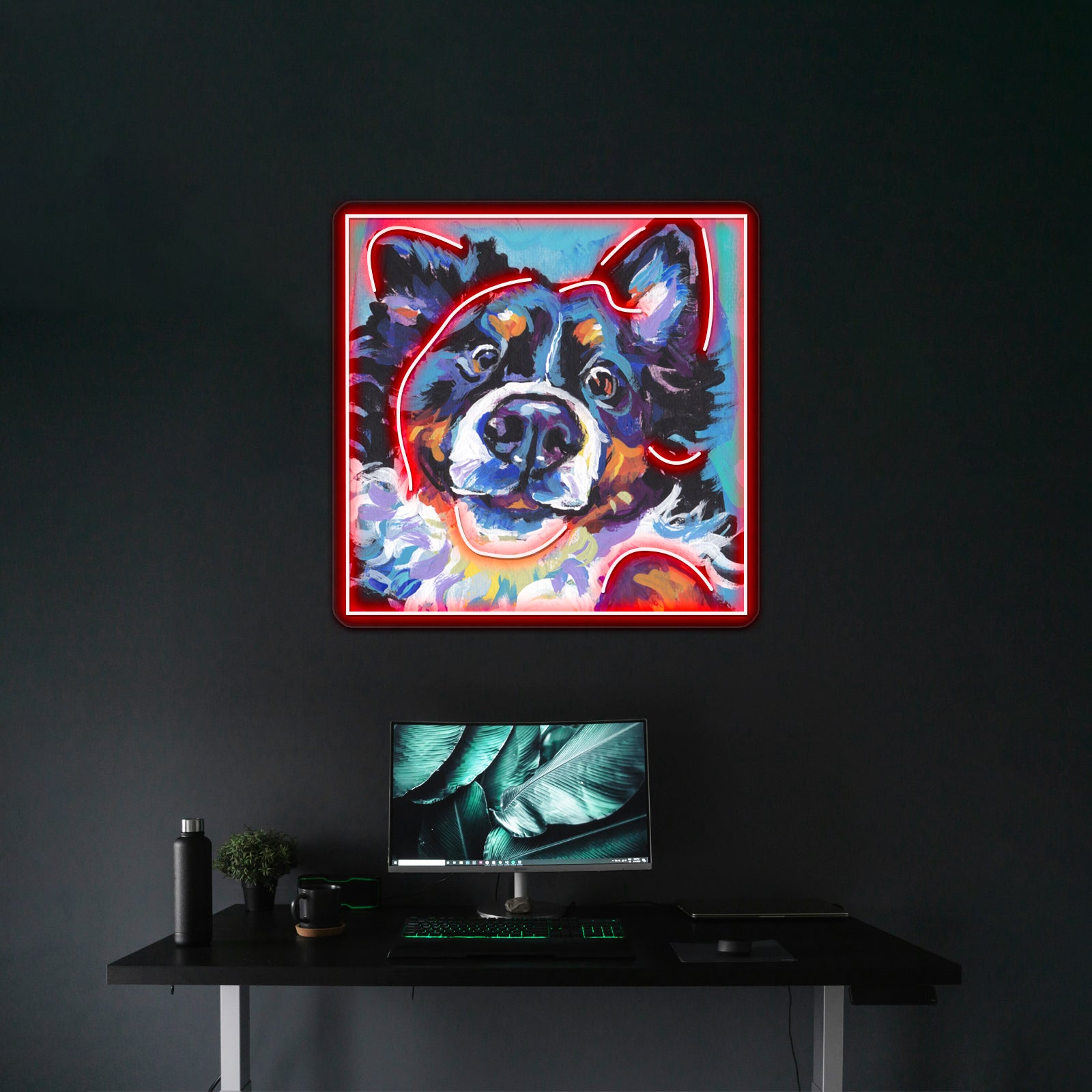 Bernese Mountain Dog Bright Colorful Pop Dog Artwork Led Neon Sign