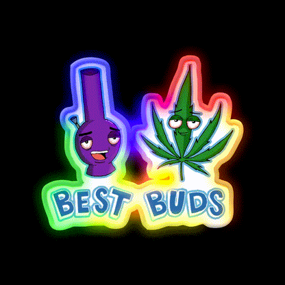 Best Buds Hemp Inspired Green Leaf Led Neon Sign Rgb Color - LED neon sign close-up detail