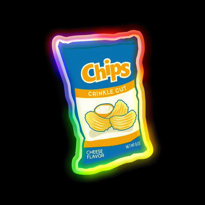 Best Chips Snack Food Led Neon Sign Rgb Color - LED neon sign close-up detail