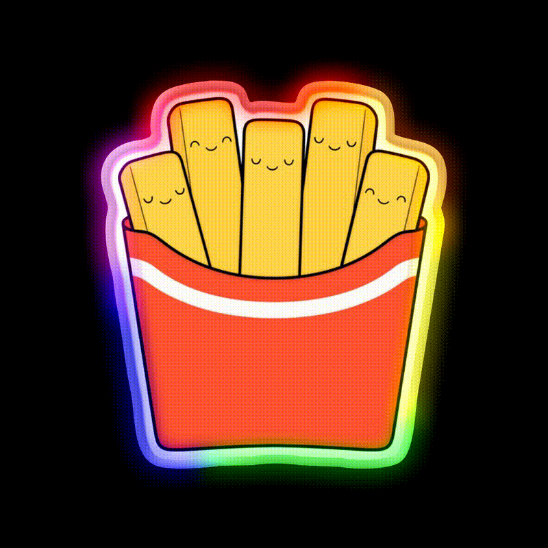 Best Fries Fast Food Led Neon Sign For Burger Place Rgb Color