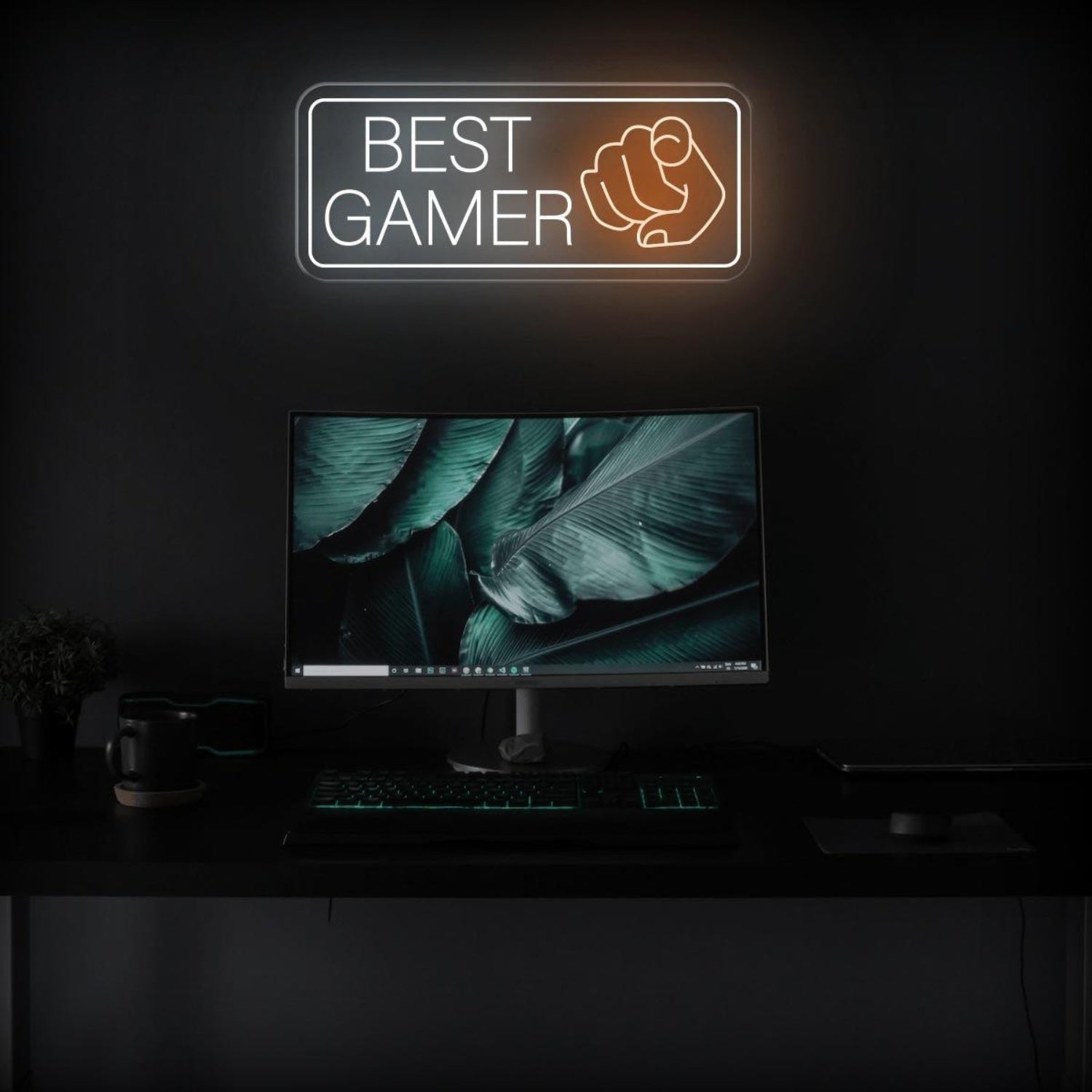 Best Gamer White Orange Led Neon Sign With Fist Design For Gaming Room Wall Art | Shineneon