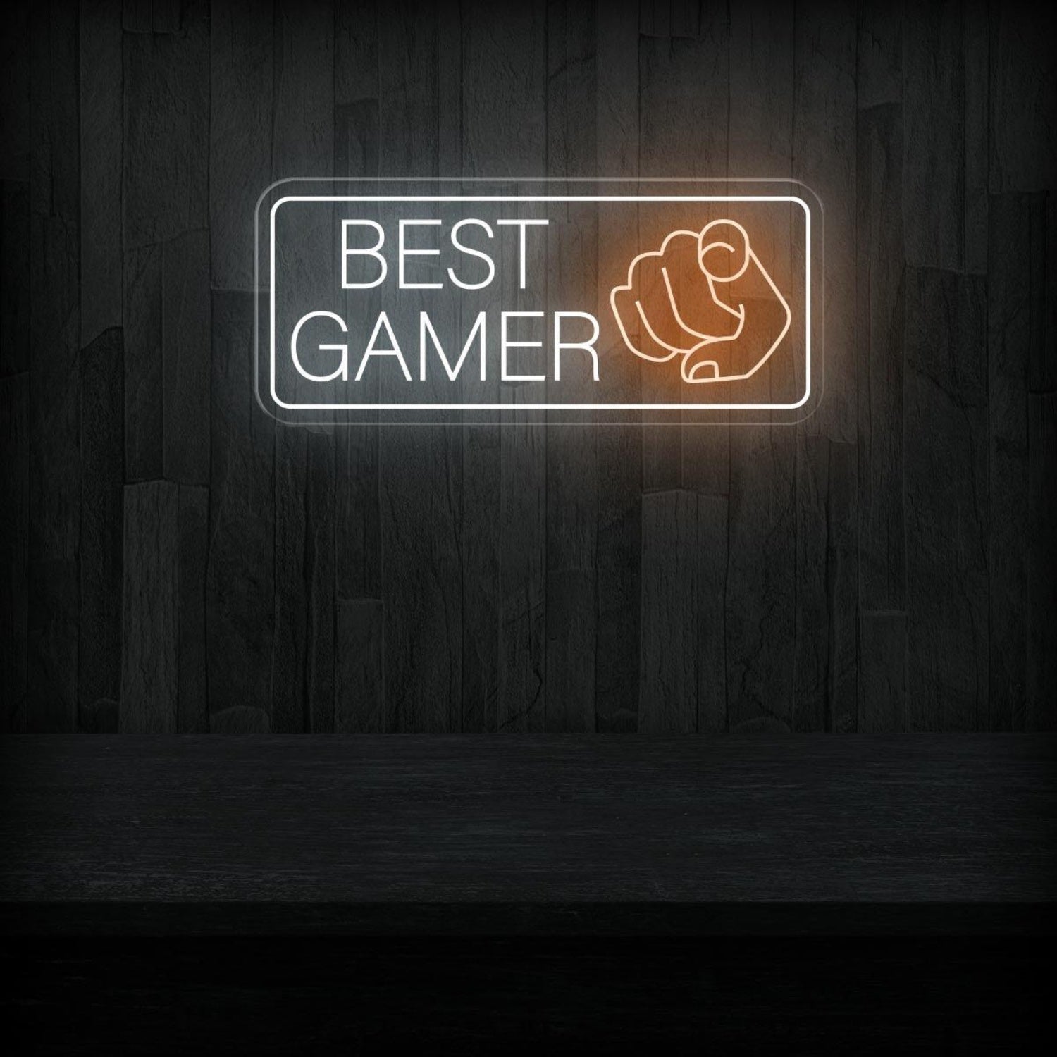 Best Gamer White Orange Led Neon Sign With Fist Design For Gaming Room Wall Art | Shineneon