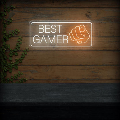 Best Gamer White Orange Led Neon Sign With Fist Design For Gaming Room Wall Art | Shineneon