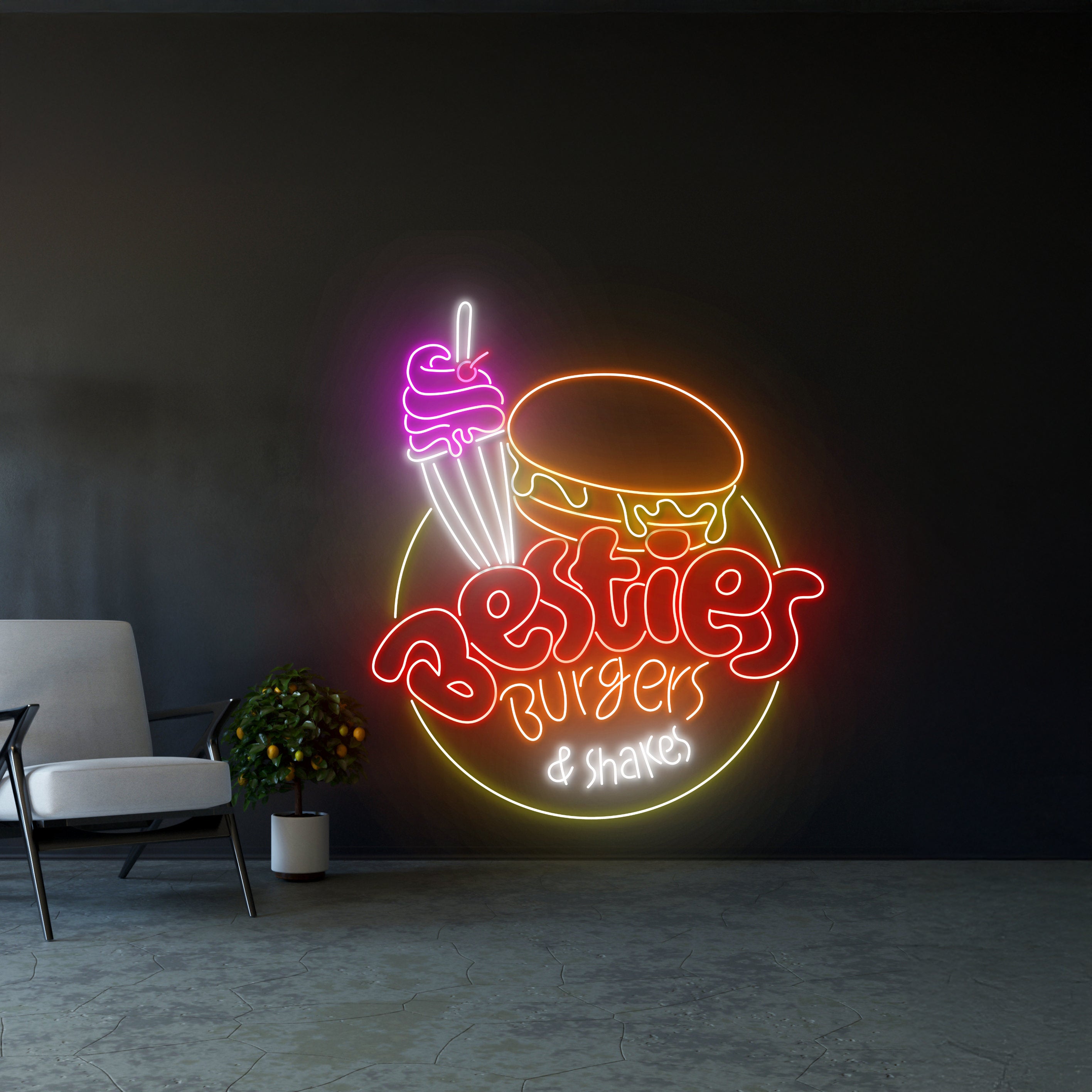 Besties Burgers And Shakes Neon Sign | Shineneon
