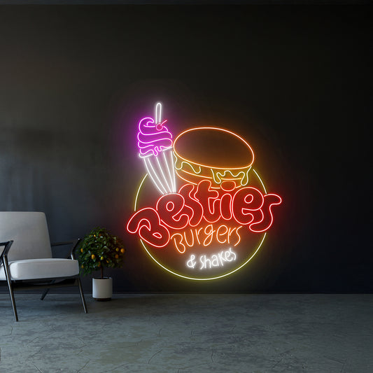 Besties Burgers And Shakes Neon Sign