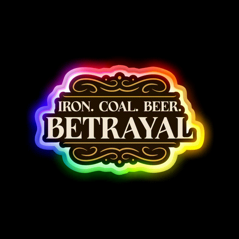 Betrayal Iron Coal Beer Brass Boardgame Beer Bar Decor Led Neon Sign Rgb Color - LED neon sign close-up detail