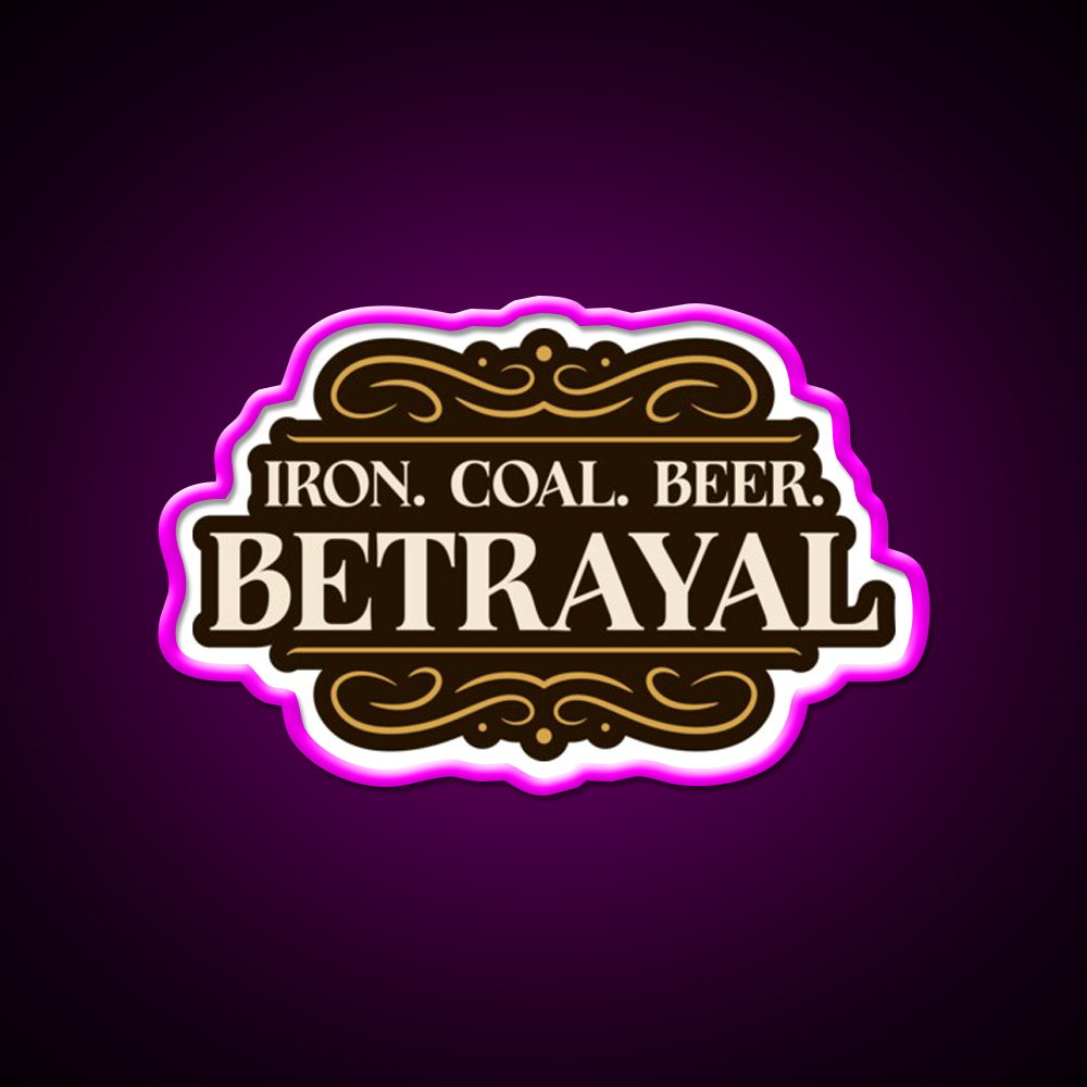 Betrayal Iron Coal Beer Brass Boardgame Beer Bar Decor Led Neon Sign Rgb Color - Neon sign mounted on wall in room