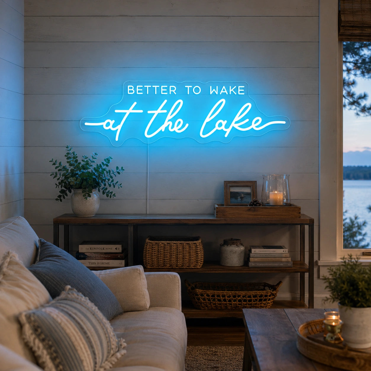 Better To Wake At The Lake LED Neon Sign real lifestyle scene