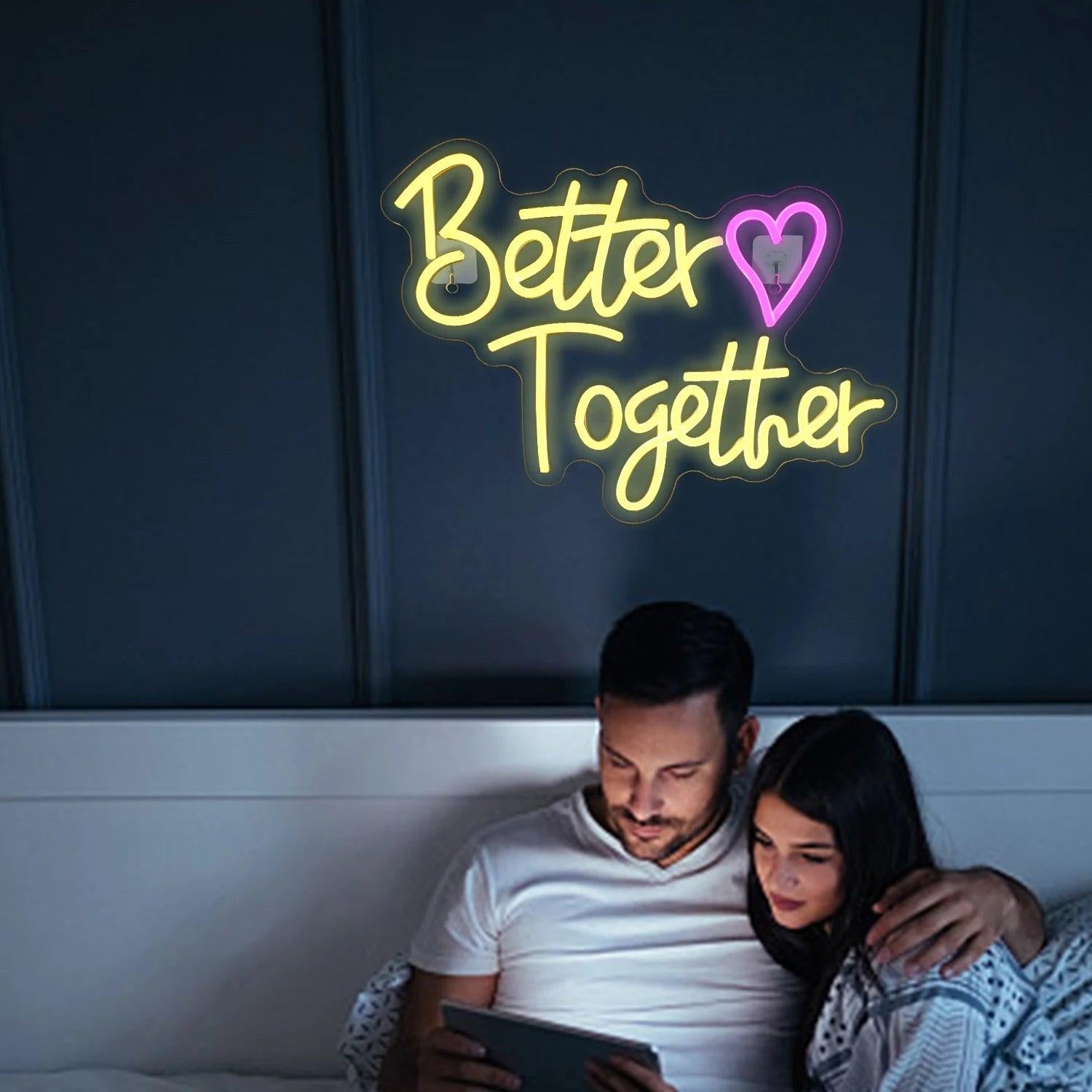 Better Together Heart Yellow-Purple Led Neon Sign For Home Cafe Decor | Shineneon