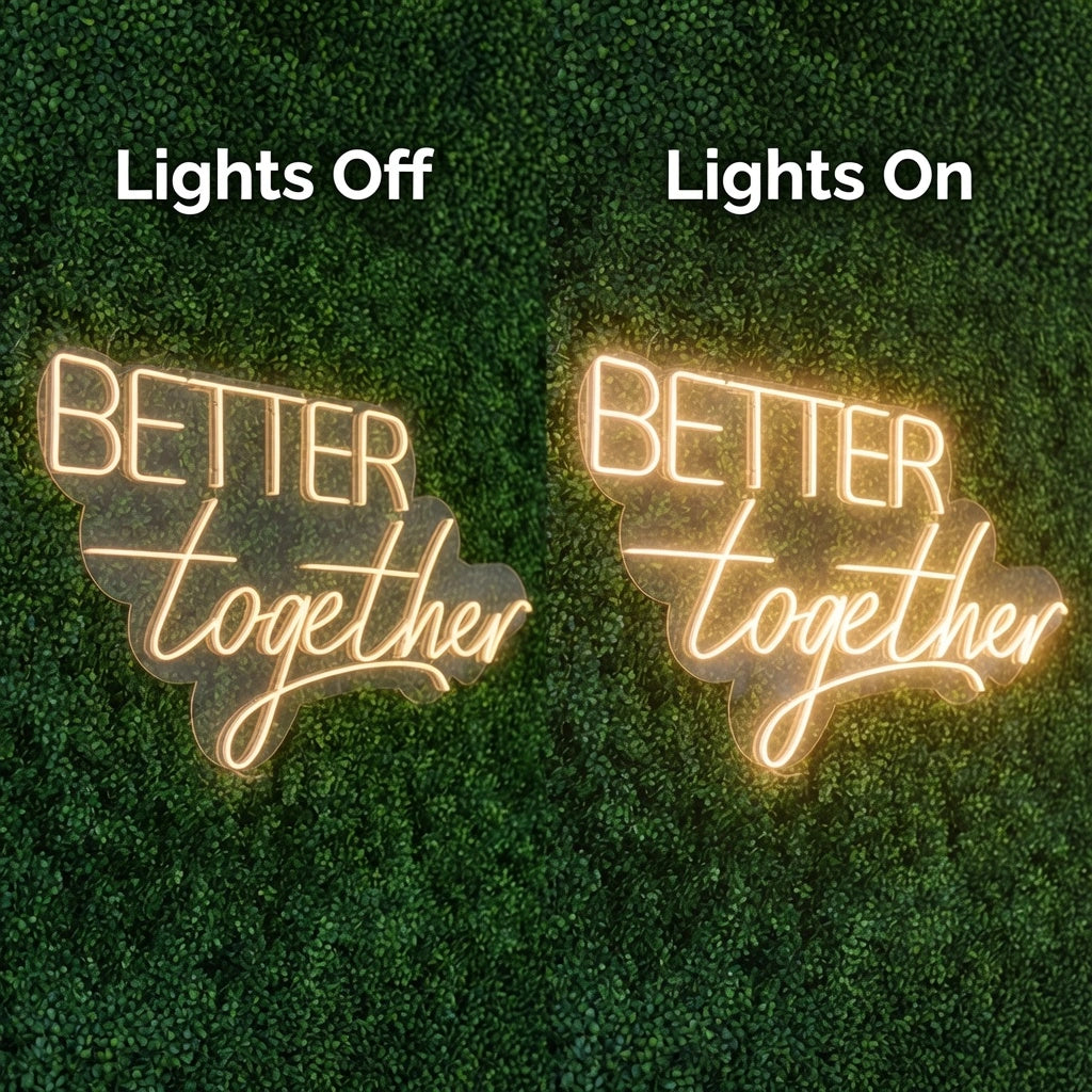 Better Together LED Neon Sign Home Art - 06 Day Night Comparison