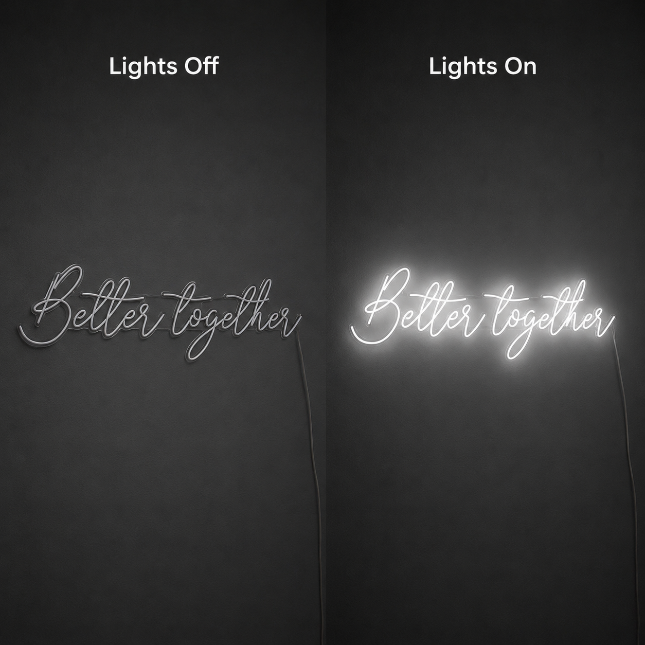 Better Together LED Neon Sign Home Wall Art - 06 Day Night Comparison