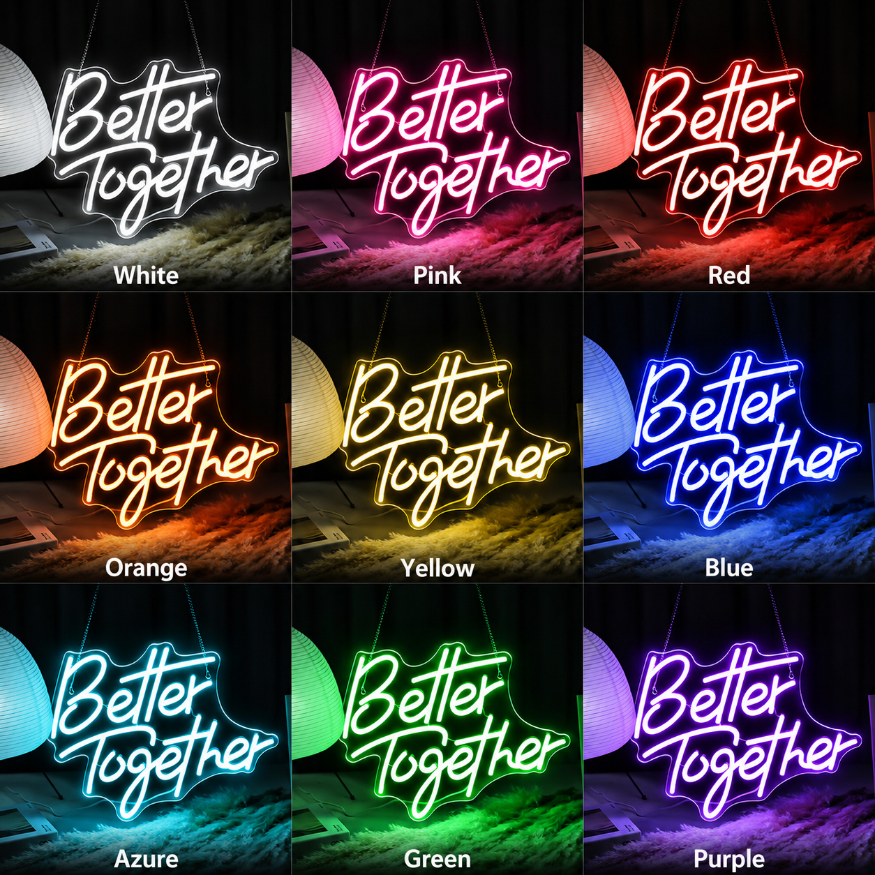 Better Together LED Neon Sign Living Room Decor - 05 Color Grid