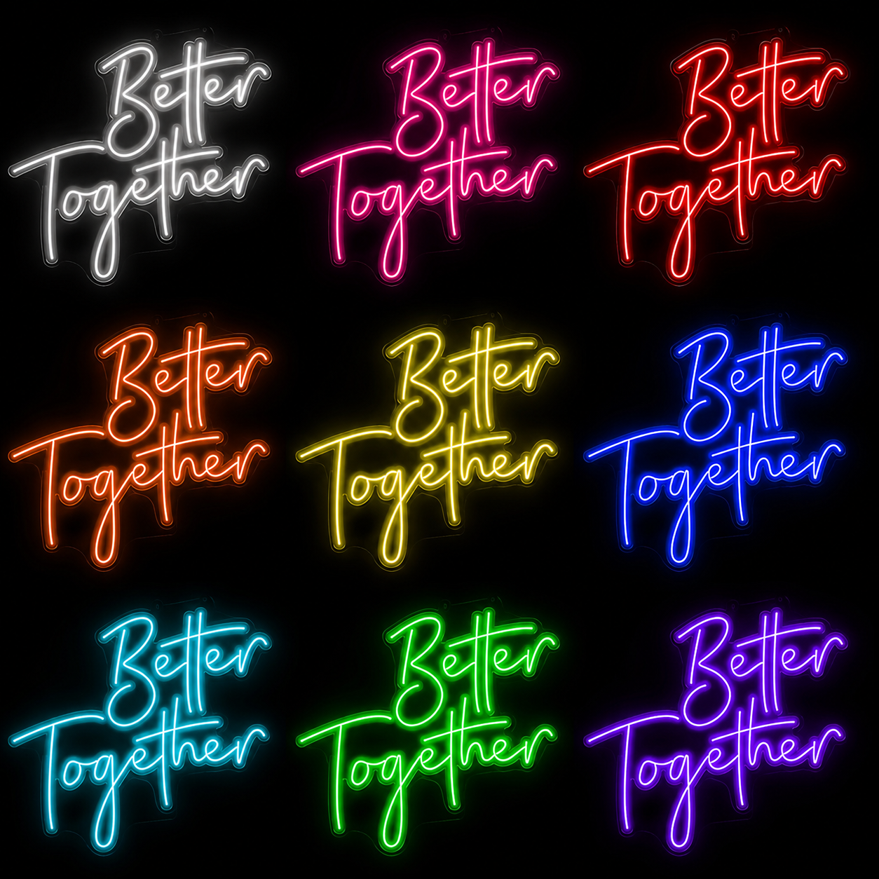 Better Together LED Neon Sign Wall Art Wall Neon Sign - 05 Color Grid