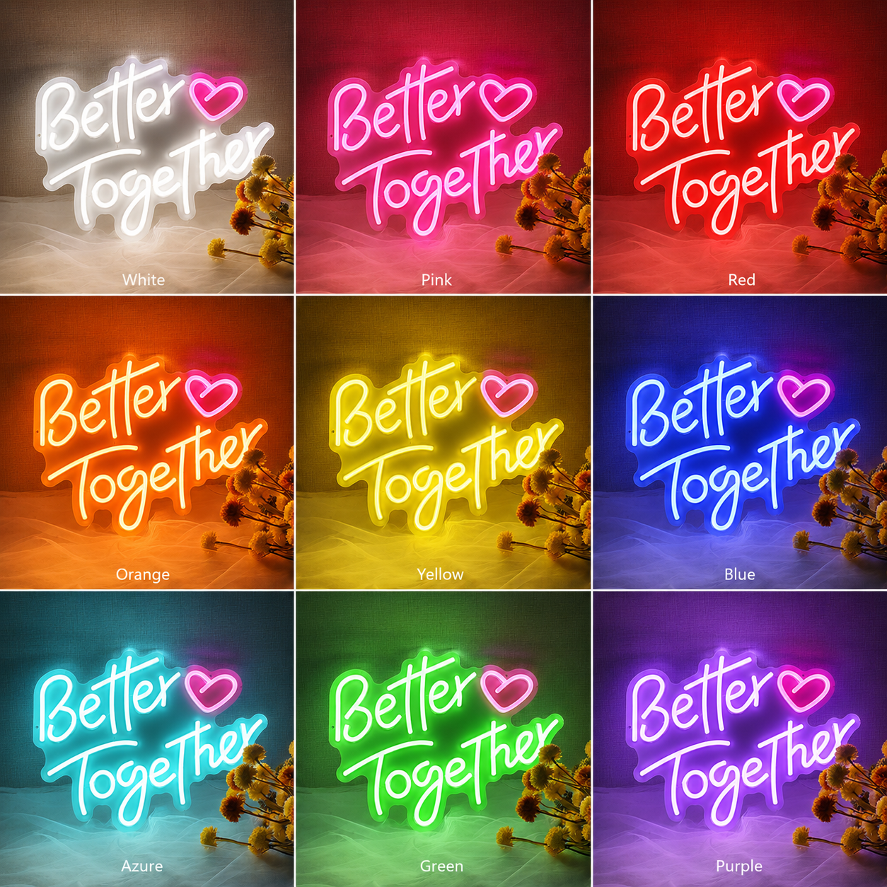 Better Together Living Room Decor LED Neon Sign Wall Neon Sign - 05 Color Grid
