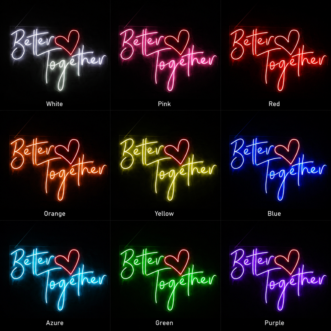 Better Together Living Room Wall Light LED Neon Sign Wall Neon Sign - 05 Color Grid