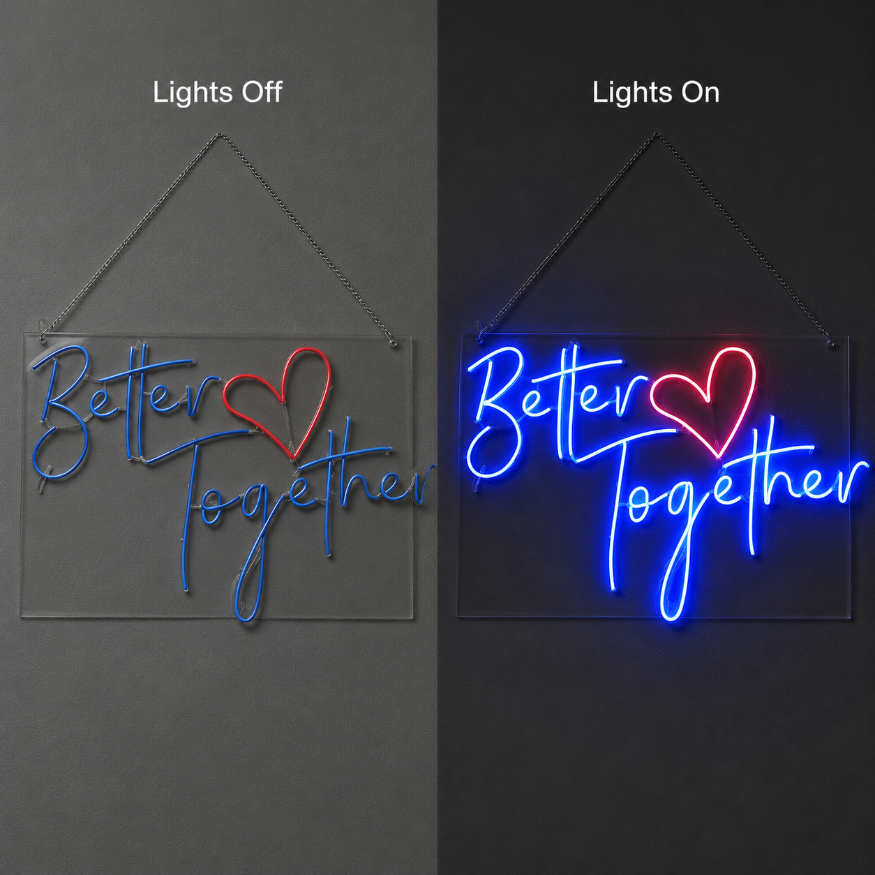 Better Together Living Room Wall Light LED Neon Sign Wall Neon Sign - 06 Day Night Comparison