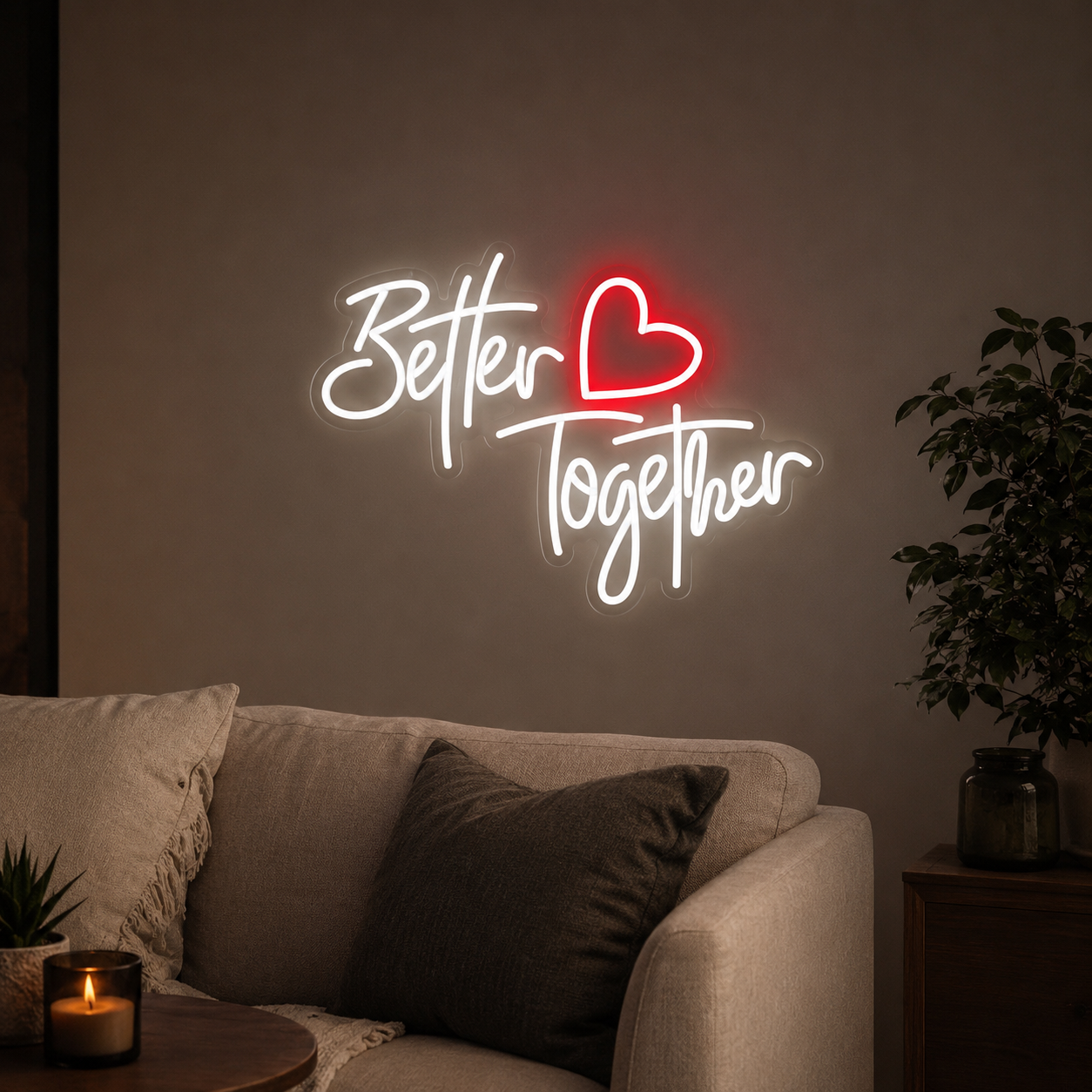Better Together Minimal Wall Decor LED Neon Sign - 03 Real Lifestyle Scene