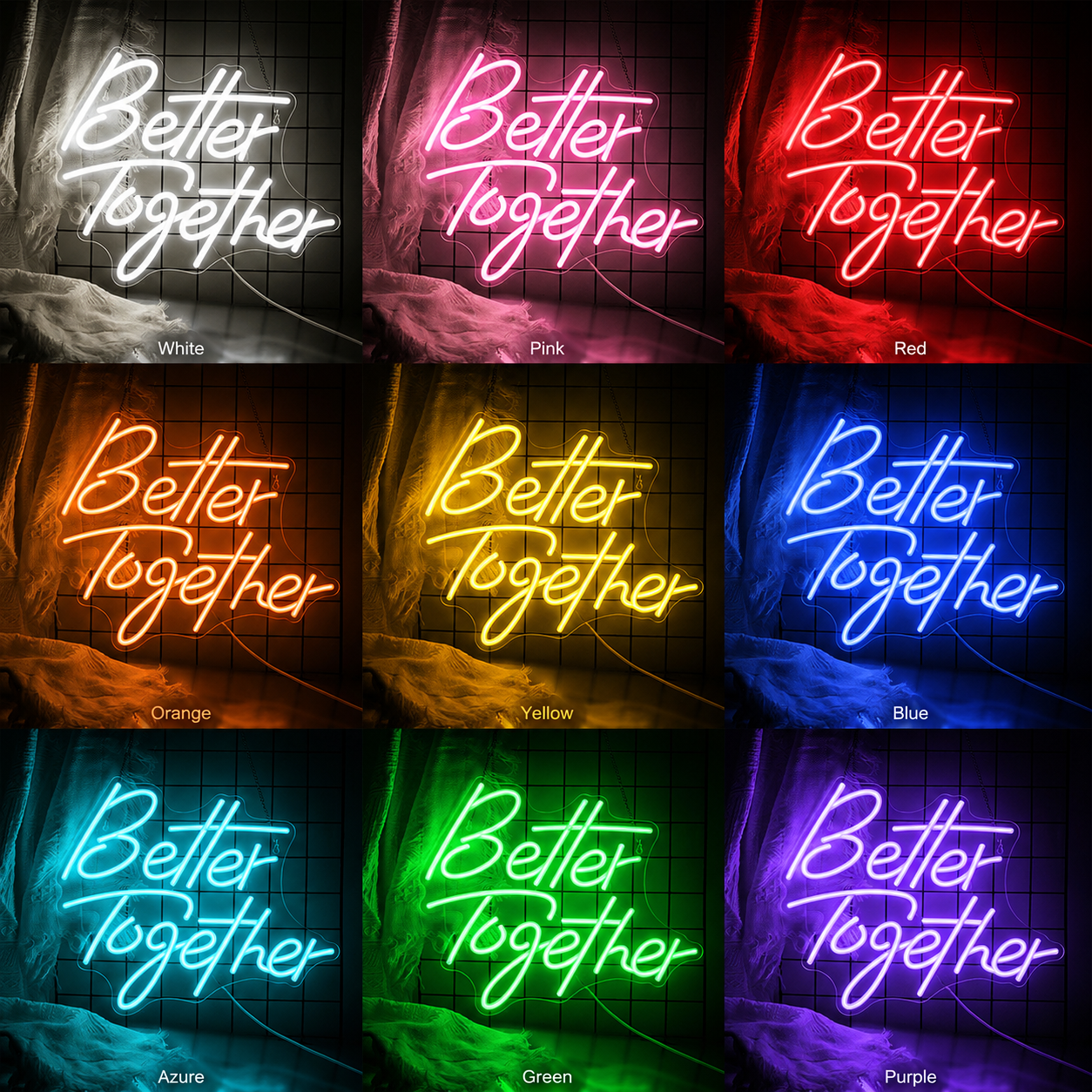 Better Together Modern LED Neon Sign - 05 Color Grid