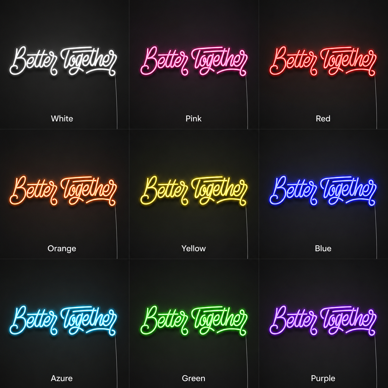 Better Together Modern Wall Decor LED Neon Sign - 05 Color Grid