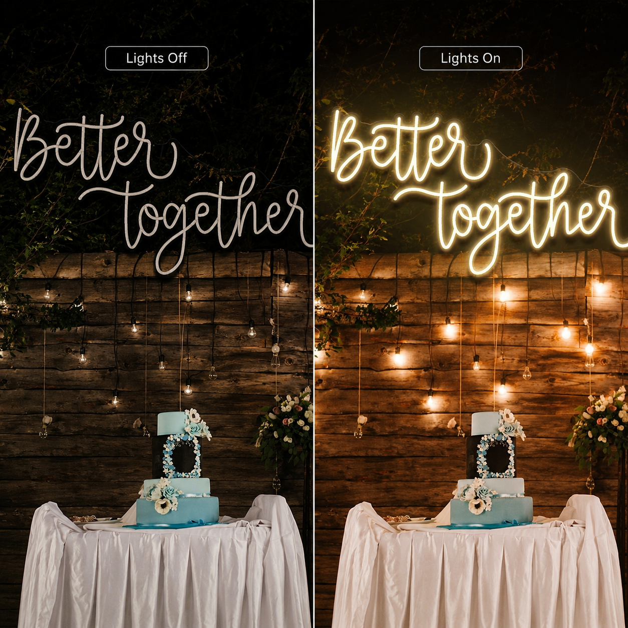Better Together Modern Wall Light LED Neon Sign Wall Neon Sign - 06 Day Night Comparison