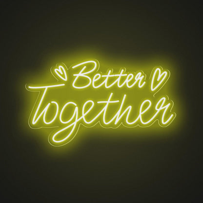 Better Together Pink And Yellow Hearts Led Neon Sign For Romantic Wedding Cafe Decor | Shineneon