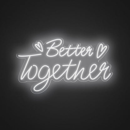 Better Together Pink And Yellow Hearts Led Neon Sign For Romantic Wedding Cafe Decor | Shineneon