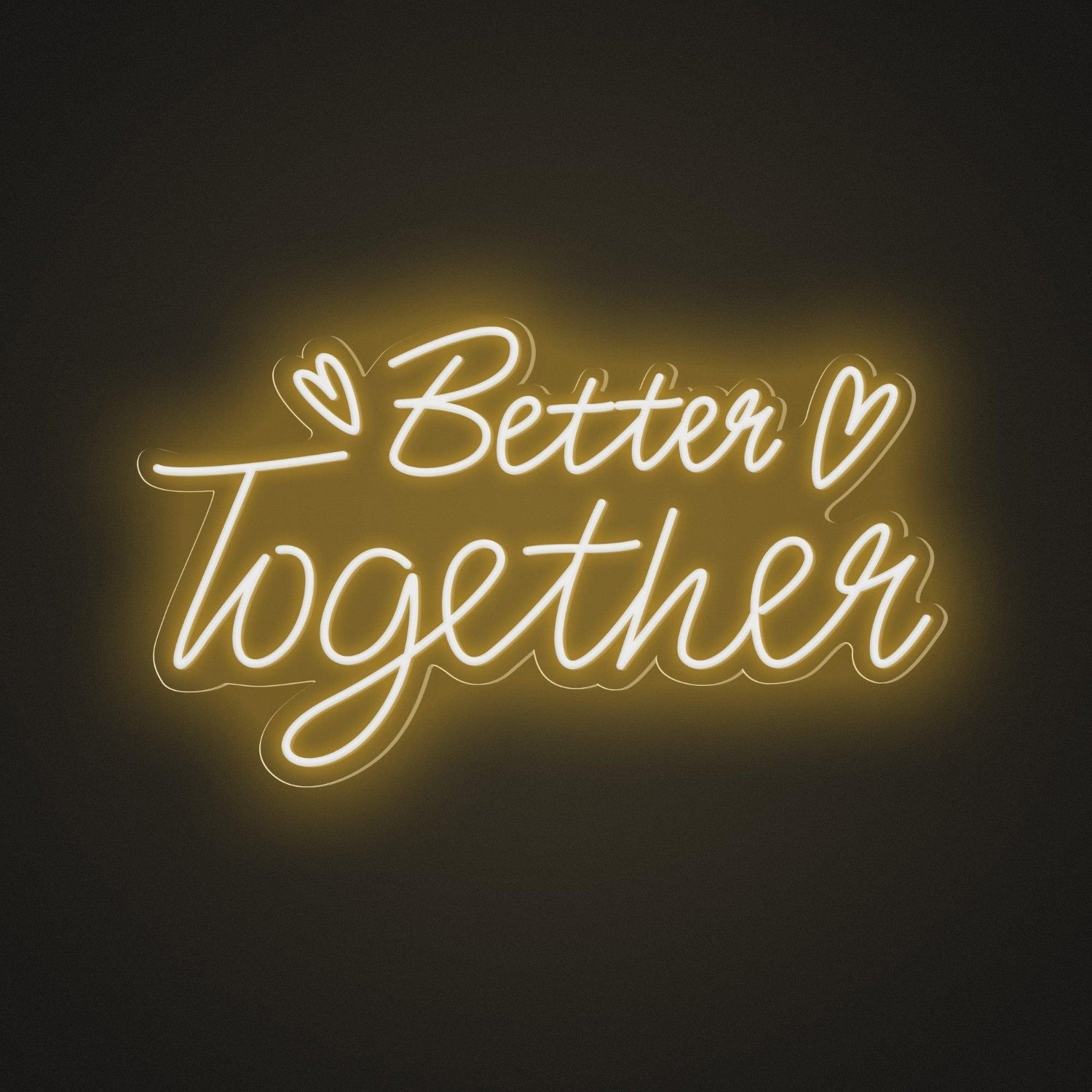 Better Together Pink And Yellow Hearts Led Neon Sign For Romantic Wedding Cafe Decor | Shineneon