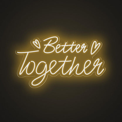 Better Together Pink And Yellow Hearts Led Neon Sign For Romantic Wedding Cafe Decor | Shineneon