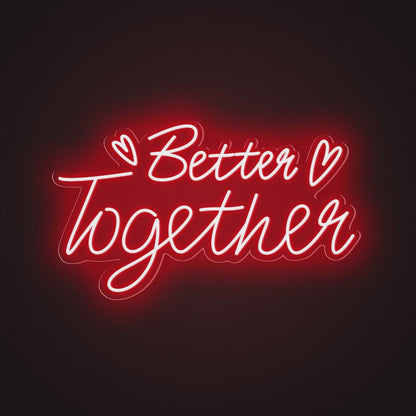 Better Together Pink And Yellow Hearts Led Neon Sign For Romantic Wedding Cafe Decor | Shineneon