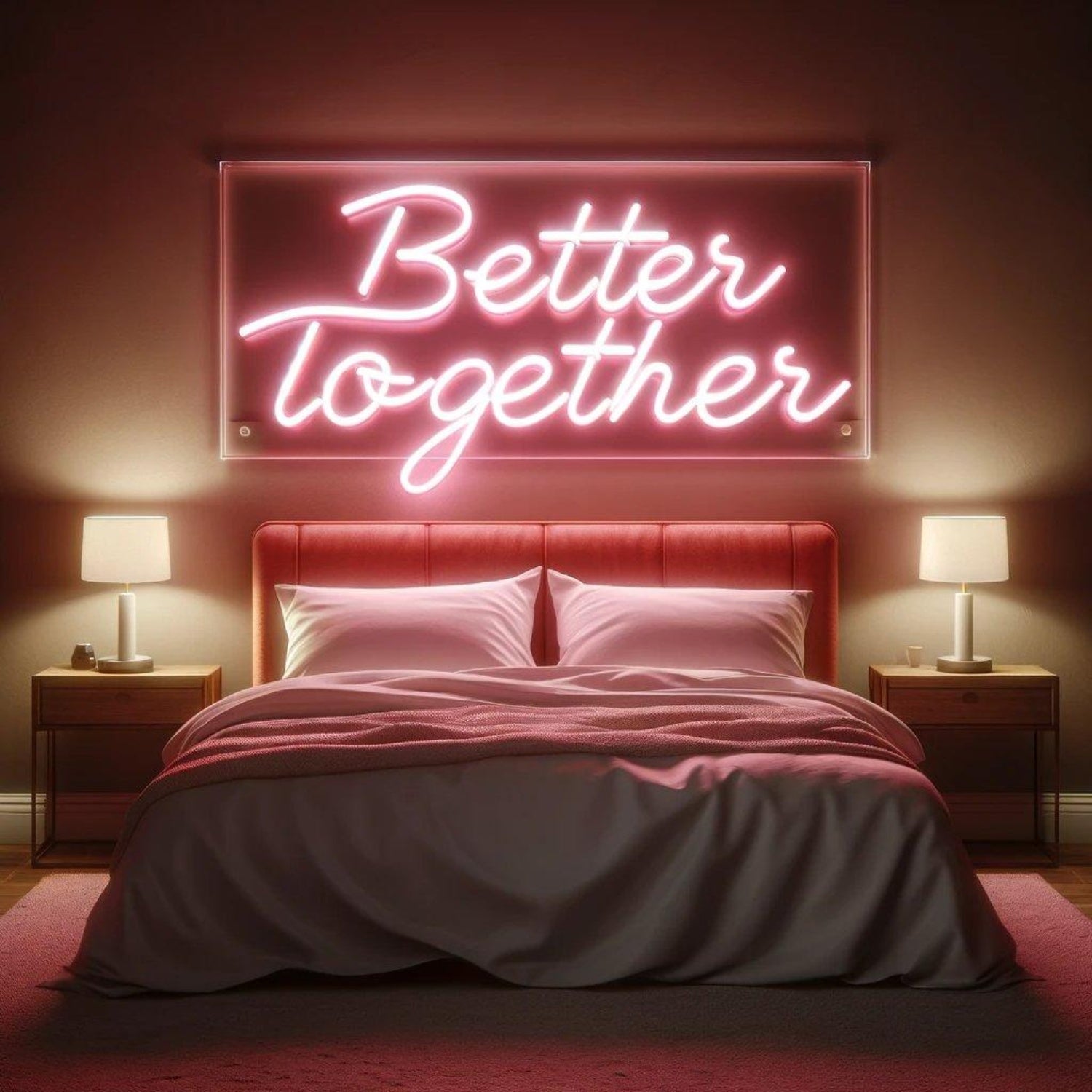 Better Together Pink Led Neon Sign Romantic Bedroom Wall Art | Shineneon