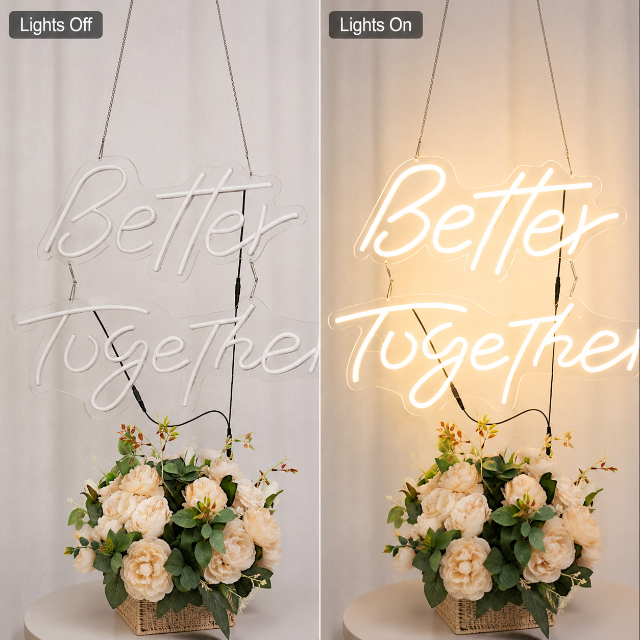 Better Together Room Decor LED Neon Sign - 06 Day Night Comparison