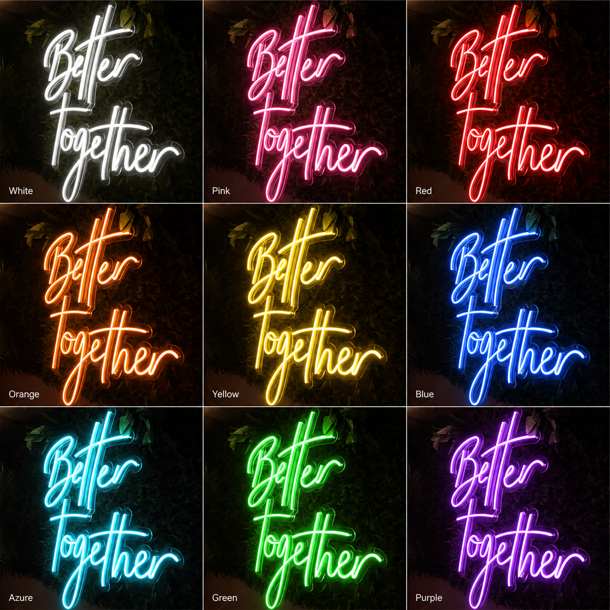 Better Together Script Wall Decor LED Neon Sign - 05 Color Grid