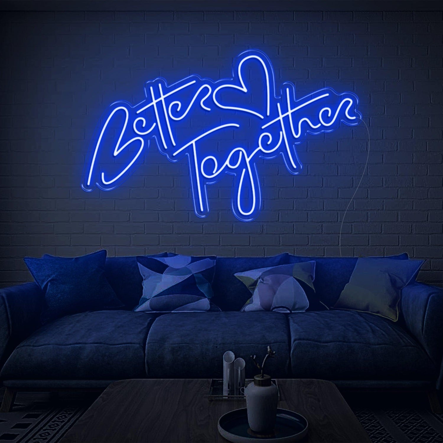 Better Together Warm Yellow Led Neon Sign Handwritten Heart Design For Home | Shineneon