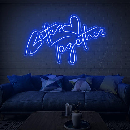 Better Together Warm Yellow Led Neon Sign Handwritten Heart Design For Home | Shineneon