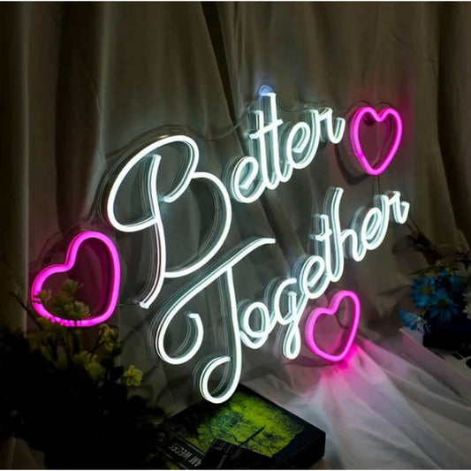 Better Together With Hearts Led Sign Business Neon Sign