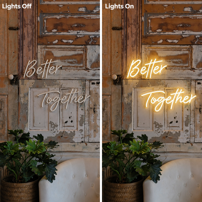 Better Together Word Wall Decor LED Neon Sign - 06 Day Night Comparison