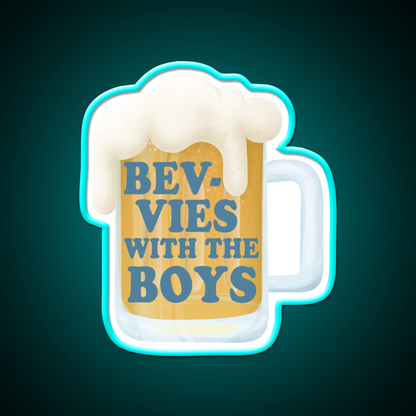 Bevvies With The Boys Beer Bar Decor Led Neon Sign Rgb Color - Size and dimension reference