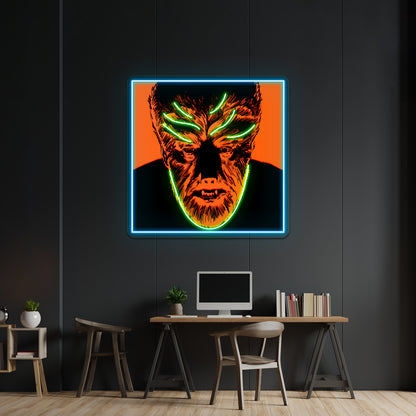 Beware The Wolfman Vintage Universal Monsters Artwork Led Neon Sign - Size and dimension reference