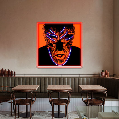 Beware The Wolfman Vintage Universal Monsters Artwork Led Neon Sign - Custom LED neon sign front view