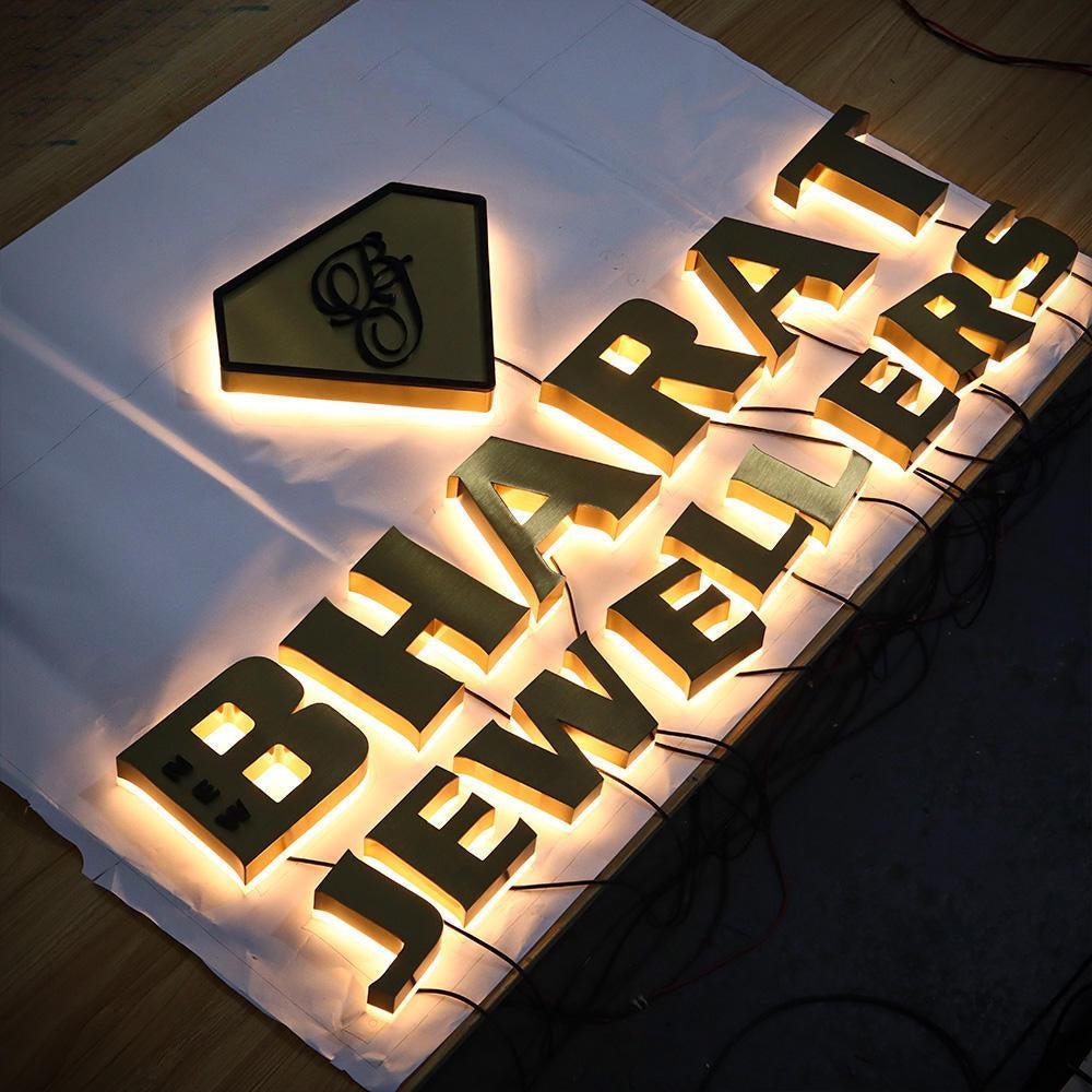 Bharat Jewellers 3D Backlit Letters Aluminum Metal Led Sign - Shineneon