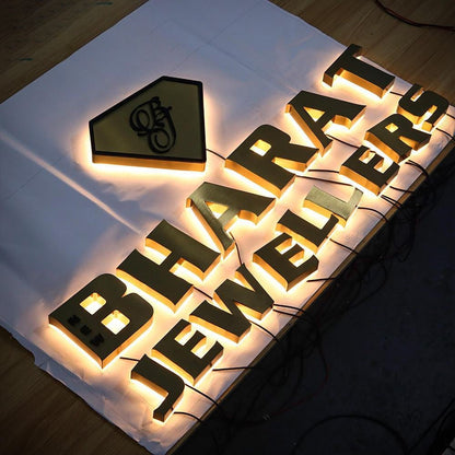 Bharat Jewellers 3D Backlit Letters Aluminum Metal Led Sign - Shineneon