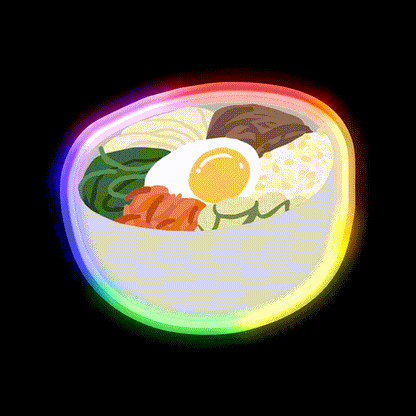 Bibimbap Korean Mixed Rice Snack Food Led Neon Sign Rgb Color - LED neon sign close-up detail