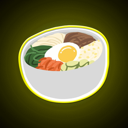 Bibimbap Korean Mixed Rice Snack Food Led Neon Sign Rgb Color - Custom LED neon sign front view